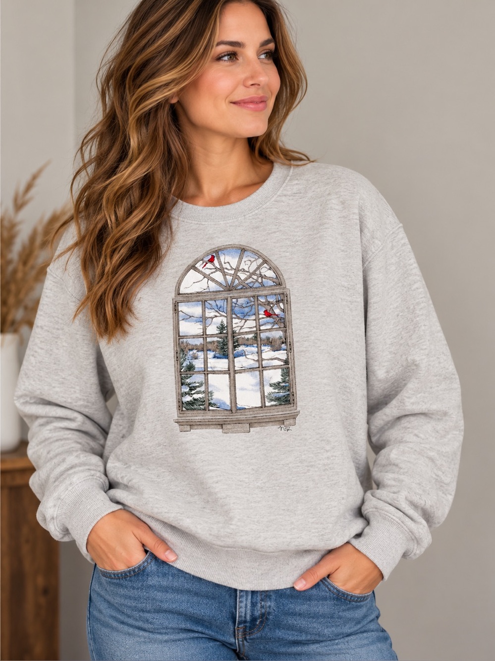 Vintage Northern Reflections Winter/ Cardinal Crewneck Sweatshirt